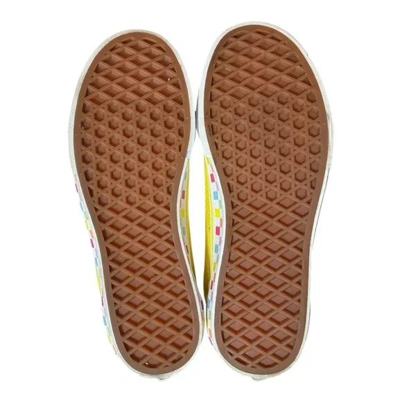 VANS Old Skool Rainbow Lace Yellow/white - Multi Color Checkerboard Kids 3 - Picture 13 of 14